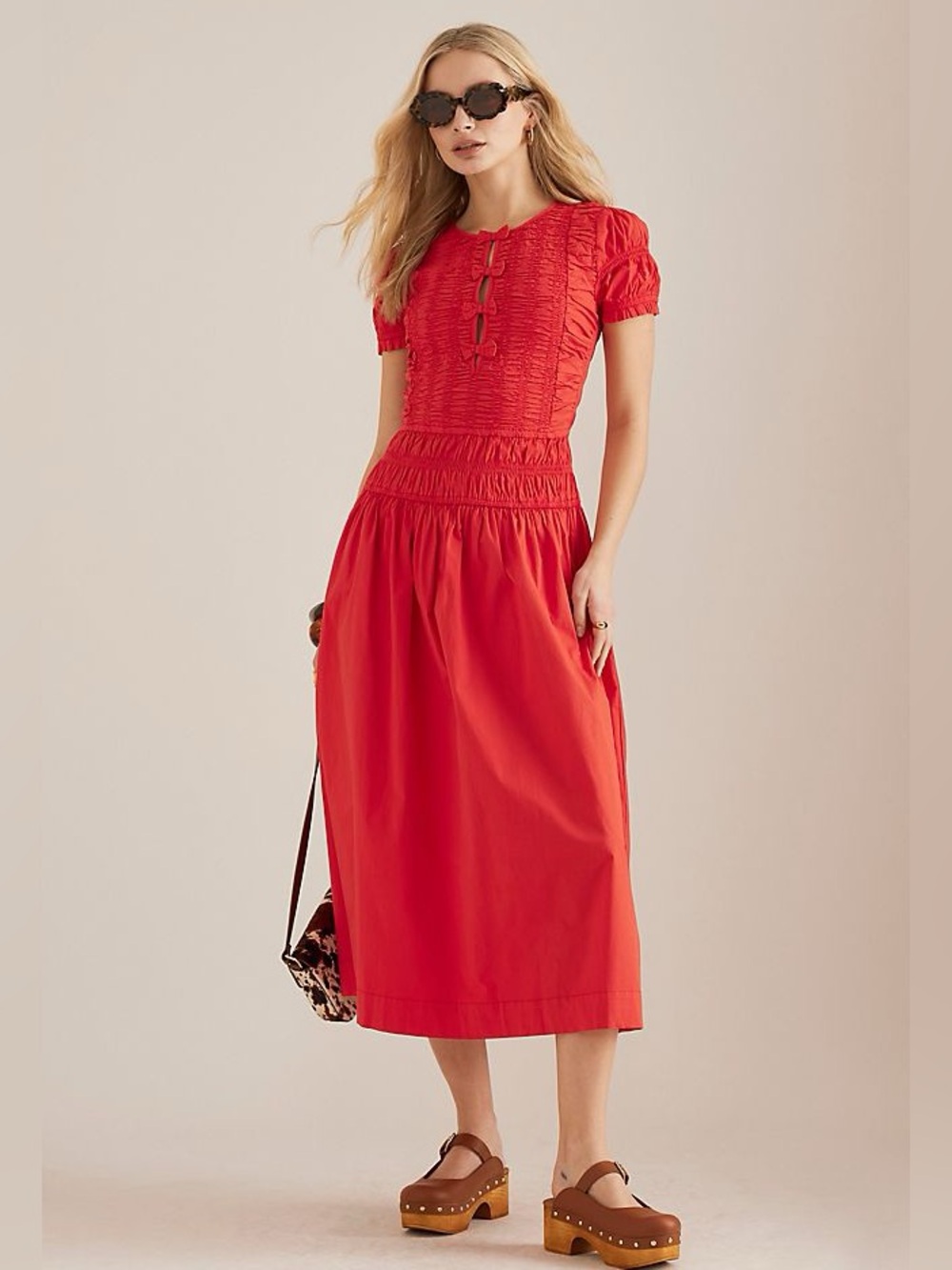 Damson Madder saffy midi dress - red alert - 20 / RED